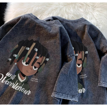 (남여공용) 미국 복고풍 워싱반팔 오버핏 티셔츠