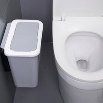 리빙셀렉트 화장실 벽걸이 휴지통 욕실 쓰레기통 브라켓포함, 1개, 뚜껑형 그레이(대)