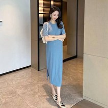 출산복 여름 탑 여름 느슨한 슬릿 무릎 위로 출산 셔츠 중간 길이 출산 드레스 여름 치마