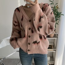 오오엘 여성용 포근 애니멀 피치 가디건