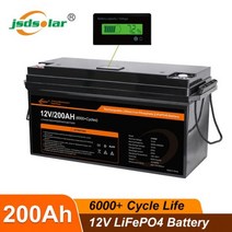 자동차 교체 대용량 Jsdsolar 전체 용량 24V 100Ah LiFePO4 배터리 2560Wh LFP 리튬 100A BMS 6000 사이클 가정용 태양광 발전 시스템, CHINA_12V 200Ah
