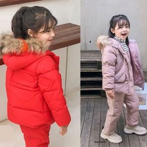 남아여아 오리털 올인원 스키바지 자켓SET(4color)