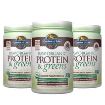 Garden of Life Organic Protein Greens Chocolate 가든오브라이프 초콜릿 단백질 프로틴 파우더 단백질 녹색 채소 21.51oz 610g 1팩, 3팩