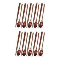 LICG 2X Teak Wooden Spoons And Chopsticks Set Non-Stick Soup-Teaspoon For Kitchen Cooking Utensil To, 01 다크 그레이