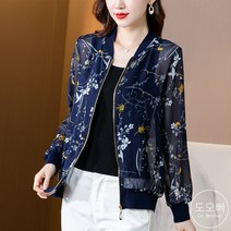 도오빠 여성 여름 자켓 쉬폰 가디건 꽃무늬 야구점퍼 빅사이즈 메쉬 에어컨 점퍼 선스크린 긴팔 아우터 여자여름자켓 프리사이즈