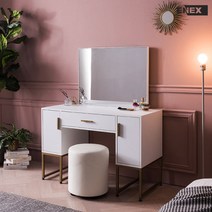 [에넥스 ENNEE]더블링 샤이니 와이드거울 화장대, 화이트,베이지:그레이