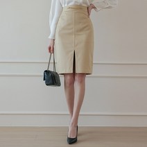 SKO058 소프트 레더 체인 트임 스커트