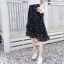 Tea Fishing 별빛 여름 쉬폰 랩 스커트