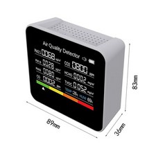 다기능 공기 에어질 기. CO2 TVOC PM2.5 모니터. 대형 디지털 화면. 백 포함, 01 1PC
