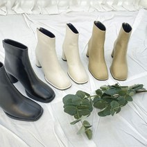 가보시 둥근코 미들힐 앵글부츠 6cm 스판 앵클 가죽 삭스 앵클 부츠