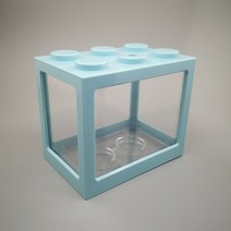 베타물고기 무환수어항 오란다금붕어 하프문베타 메다카 물고기키우기 베타어항 작은 빌딩 블록 상자 수조 특수 수조, 작은 하늘색