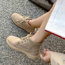 여성 부츠 겨울 패션 라운드 헤드 레이스업 로우 힐 마틴 신발 플러스 사이즈 33-43 높이 3.5cm
