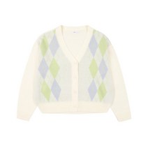 [소이] 아가일 크롭 니트 상의 가디건 23S5051