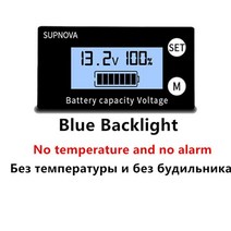 미니 DC 배터리 용량 표시기 8V-100V 납산 리튬 LiFePO4 자동차 바이크 오토바이 전압계 12V 24V 48V 72V, [02] Blue, 02 Blue