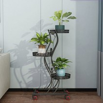 리앤킴 다용도 인테리어 화분 정리대 MA2253, 3단, 블랙