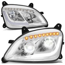 DNA MOTORING HL-HAY-032-CH 페어 LED L-타입 DRL 체이싱 신호 헤드라이트 13-20 Peterbilt 579/11-18 587 크롬 하우징