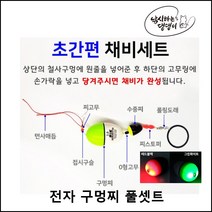 [낚댕] 전자 구멍찌 풀 셋트 감성돔 벵에돔 바다 찌 낚시 묶음 채비 초보 입문용, 검정/빨강 0.8