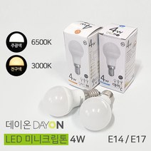 데이온 LED미니크립톤 4W E14 E17 G35 6500K주광 3000K전구, 1개, 데이온led미니크립톤E14-주광색