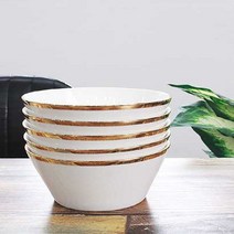 쇼핑오션화이트 골드라인 공기1P 대접1P 음식그릇 국그릇 밥그릇 선물용그릇 밥공기+dhtustyvld, 상품택1*대접