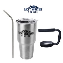 (최고의 선물은 당신입니다.)보온병 인쇄 답례품 대용량 스텐 핸들 록키마운틴 판촉물 밀폐형 텀블러 주문제작 보냉, 텀블러 단품 (뚜껑포함) + 빨대 + 손잡이