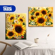 파센 2P 액자 보석십자수 캔버스형 DIY 키트 40 x 50 cm, FN24.해바라기 나비