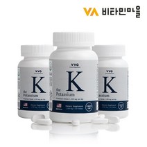 비타민마을 미국직수입 더 케이 칼륨 포타슘 340정, 3병, 120정