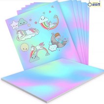 홀로그램 A4 용지 인쇄 프린터 출력 블링블링 반짝이 화려한 도무송 장식물 안내문 스티커 다꾸 탑꾸 푼꾸 꾸미기 이름표 명찰 랩핑 유리 장식 거울 아이방 유치원 카페 어린이집, C 잔주름
