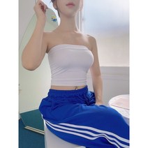 [44사이즈부터]쫀쫀 캡내장 탱크탑[화이트 블랙]