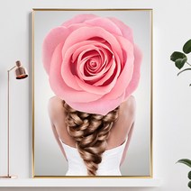 북유럽 꽃 여인 여자 추상화 그림 모던 감성 미용실 카페 매장 인테리어 소품 액자, 올리브골드, 핑크픽 백페이스