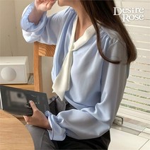 [디자이어로즈] 봄 가을 쉬폰 타이 면접 블라우스 (9683927)