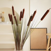 플라우스302 가을 부들가지조화 인조갈대 팜파스 대형 조화, B.10x40유리화병(단품)