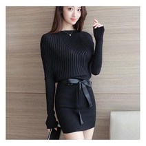 DMS 짧은 2컬러 여름 라인 미니 여성 허리끈 니트 딱붙는 데일리 원피스