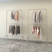 이동식 행거 2단 철제 옷장 선반 행가 스테인리스, 150 x 170cm