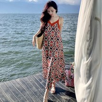 보헤미안 쉬폰 비치드레스 휴가지 원피스