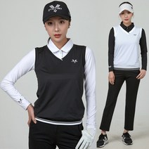투빅토리 메쉬조끼 옆구리배색 V넥 여성골프웨어