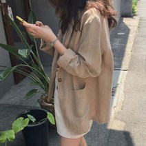 L.ONLIN SHOP여성 정장자켓 오버핏 데일리 린넨 자켓 빅사이즈 오피스룩 여성정장 프론트로우