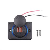 차랑용시거잭 시가잭 시거잭충전기 듀얼 usb 3.1a qc3.0 오토바이 자동차 충전기 전원 소켓 전화 충전기 어댑터 패널 자동차 12v 24v 보트 버스 의자 방수, qc3.0 파란색 사각형