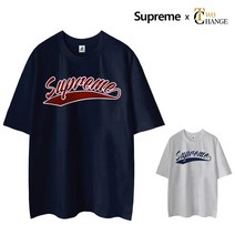 슈프림 정품 5부 오버핏 필기슈 빅사이즈 M~5XL 남자 여자 라운드 남녀공용 반팔 티셔츠