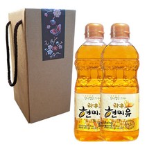 라온현미유 2병 선물세트 건강한 국내산 현미유를 선물하세요, 자수 띠지 현미유2병선물세트