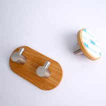 핫버튼 무타공 원목 후크 못없이 못질없이 주방 앞치마 가방 옷걸이 거치 거치대, 2단