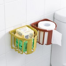 6색 벽안뚫고 붙이는 홀더 벽걸이 접착식 무타공 휴지걸이 공중부양홀더 두루마리 걸이 휴지 홀더 거치 수납 욕실용품 선반 DJ 30521614, 화이트+옐로우