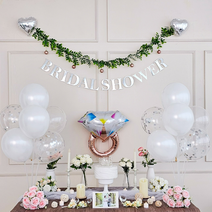 연지마켓 브라이덜샤워 소품 가랜드 풍선 프리미엄 4인 세트, 1세트, (W2) 화이트