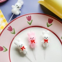 리본토끼초(3개입) 2023년 계묘년 토끼해 케이크 캔들, 리본토끼초(핑크), 3개