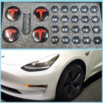 테슬라 모델3 휠캡 키트 휠캡4개+볼트마개20개+리무버1개 테슬라용품, 블랙