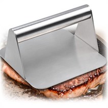 버거 프레스 스퀘어 버거 스매셔 핸들 스테인레스 스틸 컨 프레스 그릴 그릴 철판 팬 요리에 적합, Silver, 하나, Silver