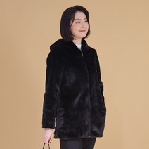 애비뉴투지 엄마옷 윤기 에코 퍼 밍크터치 여성 겨울 후드 하프 재킷 J12209 50대 60대 중년여성