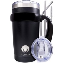 Insulated Tumbler with Lid & Straw 20oz 커피 Mug w/Handle 2 Lids accessories 112496, Black 2