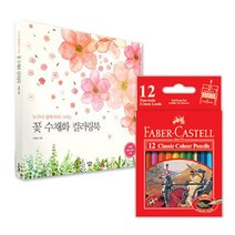 할머니선물 꽃 수채화 컬러링아트 12색 방과후교실 시니어 컬러북세트 태교, 상세페이지참조, 상세페이지참조