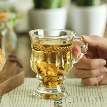 빈티지 투명 유리잔 150ml 예쁜유리컵 손잡이유리잔 카페 파르페디저트 홈 커피컵, 피오레유리잔150ml