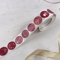 크리스마스 롤 원형 스티커 XMAS 장식 봉투 씰 선물 포장 다꾸 카드 성탄절 데코 레드